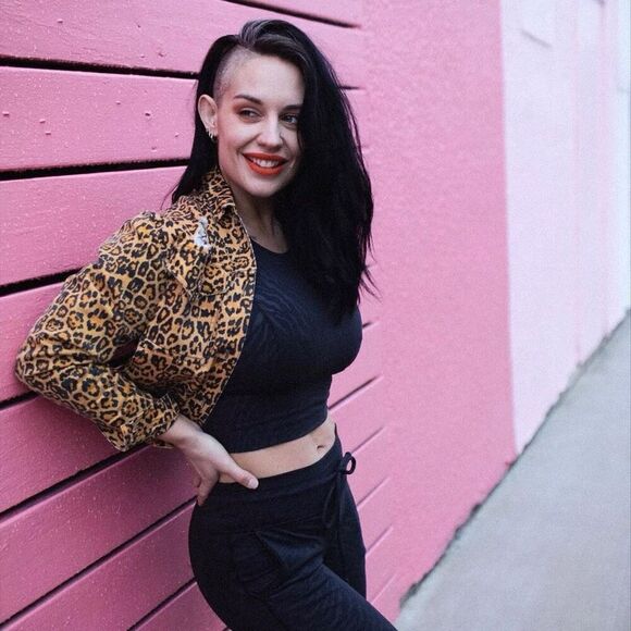 NWT Celestial Bodiez rebel leopard blackout collection denim jacket size large - Picture 8 of 10